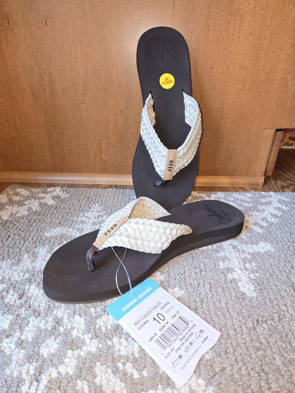Reef Women's White Braided Cushion Flip Flops